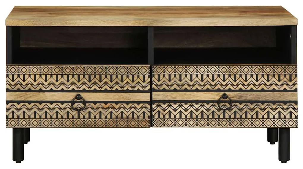 Mesa de centro 80x54x40cm madeira mangueira áspera maciça preto