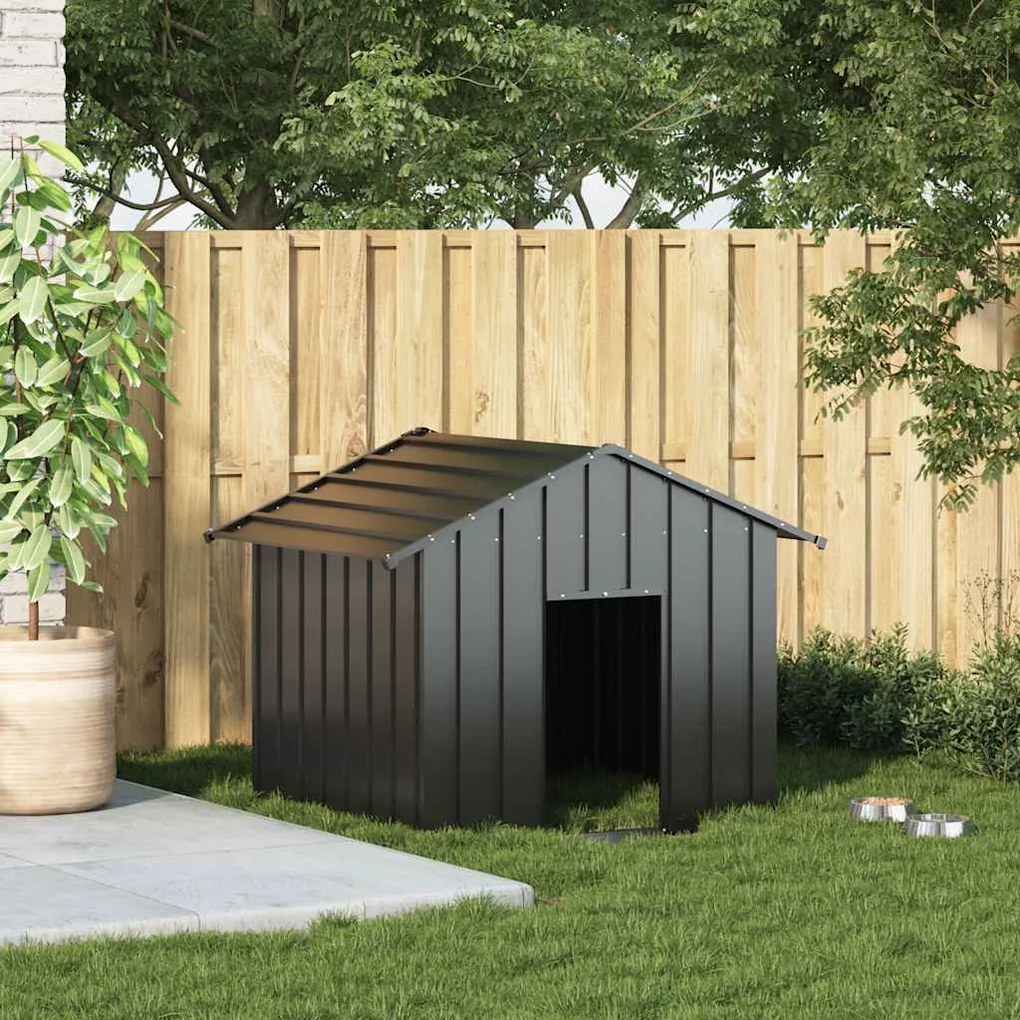 Casota para cães com telhado 131x101x102 cm aço galvanizado