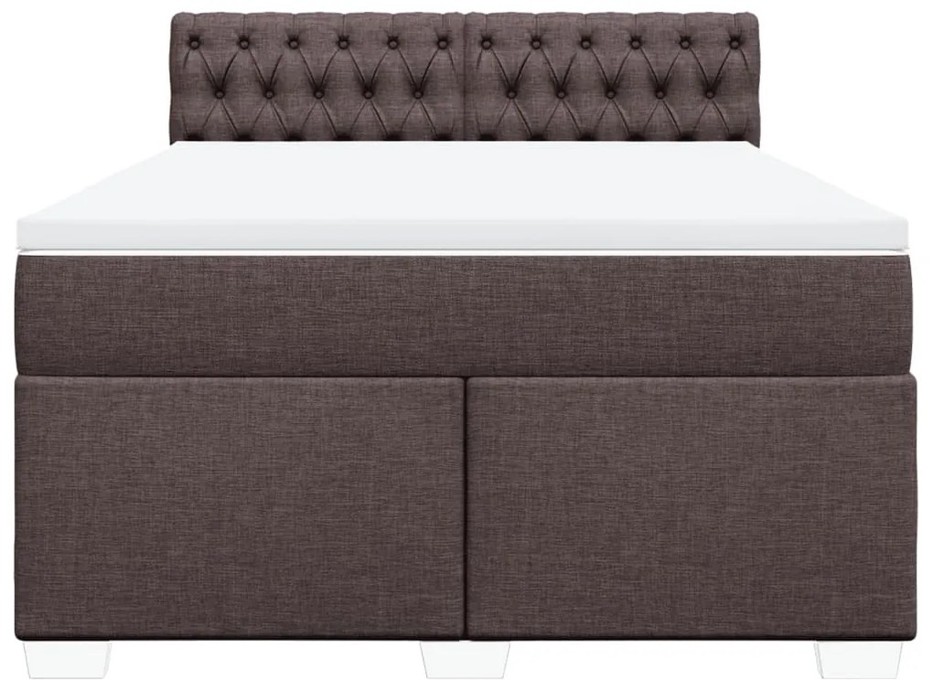 Cama com molas/colchão 160x200 cm tecido castanho-escuro