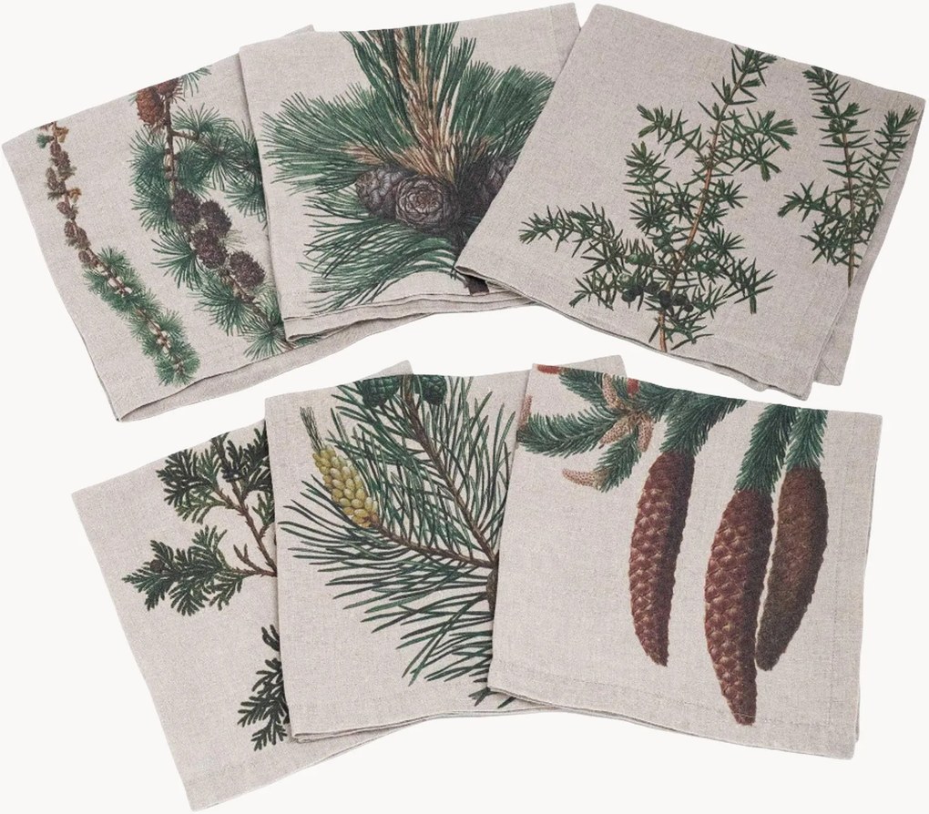 Guardanapos em linho Trees Conifers, conjunto de 6