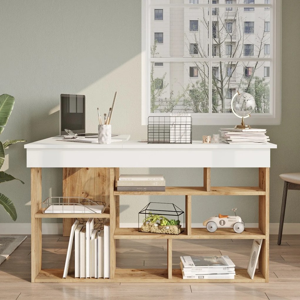 Secretária CT5 – Pinho Atlântico Branco – 129x72x120 cm
