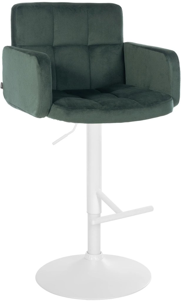 Banco de bar Los Angeles em veludo com estrutura branca 93-113 x 60 x 56 cm Verde