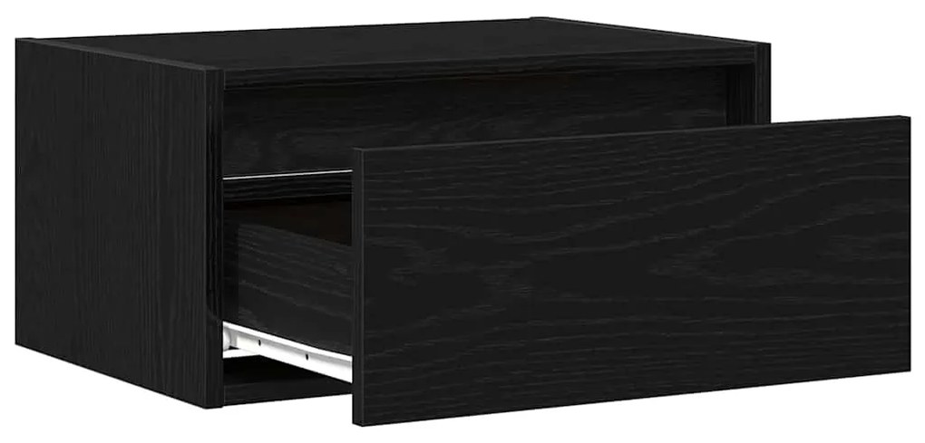 Mesas de cabeceira de parede com luzes LED 2 pcs carvalho preto