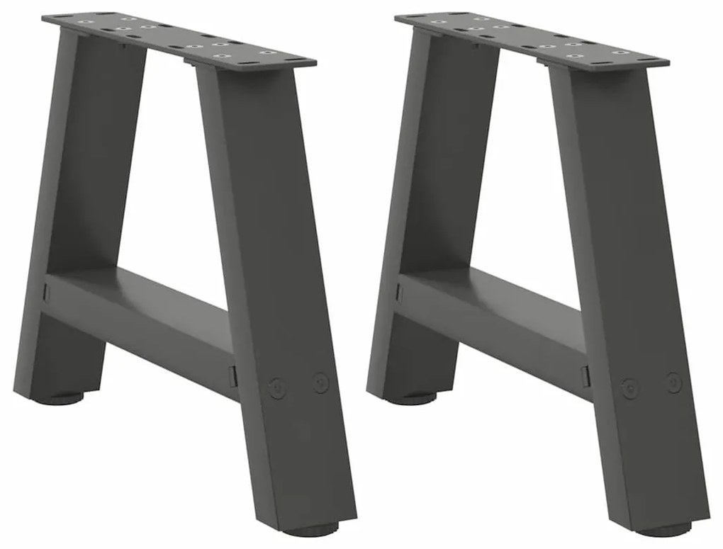 vidaXL Pés para mesa de centro em formato A, 2 peças, antracite, 50x(30-31) cm, aço