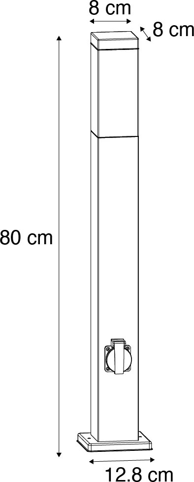 Candeeiro de Exterior Cinzento Escuro com Espigão de Solo e Prensa-Cabo 80cm Incl. Tomada IP44 - Malios