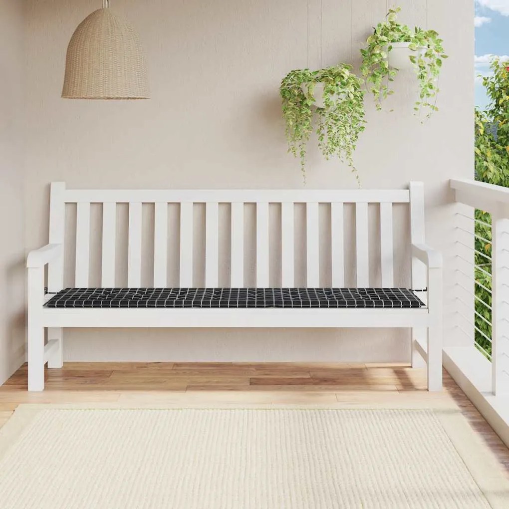 Almofadão p/ banco jardim 200x50x4cm tecido padrão xadrez preto