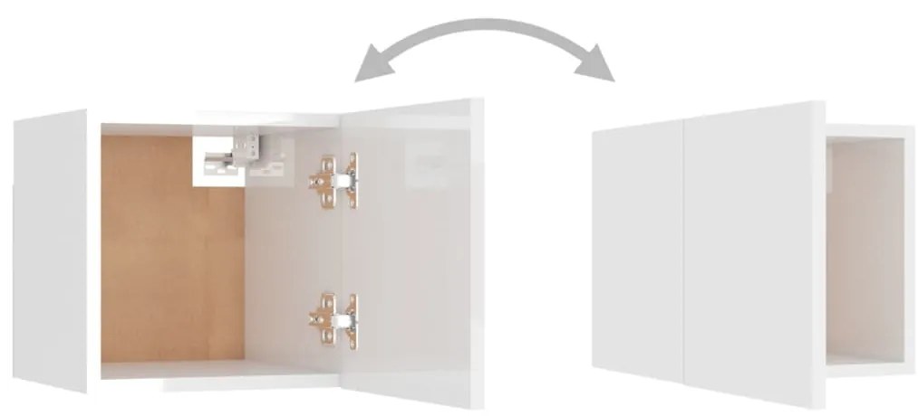 6 pcs conjunto de móveis de TV contraplacado branco brilhante