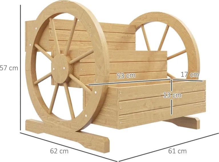 Floreira de Madeira com 3 Níveis para Exterior Design em Escada com Rodas e Orifícios de Drenagem 61x62x57 cm Madeira