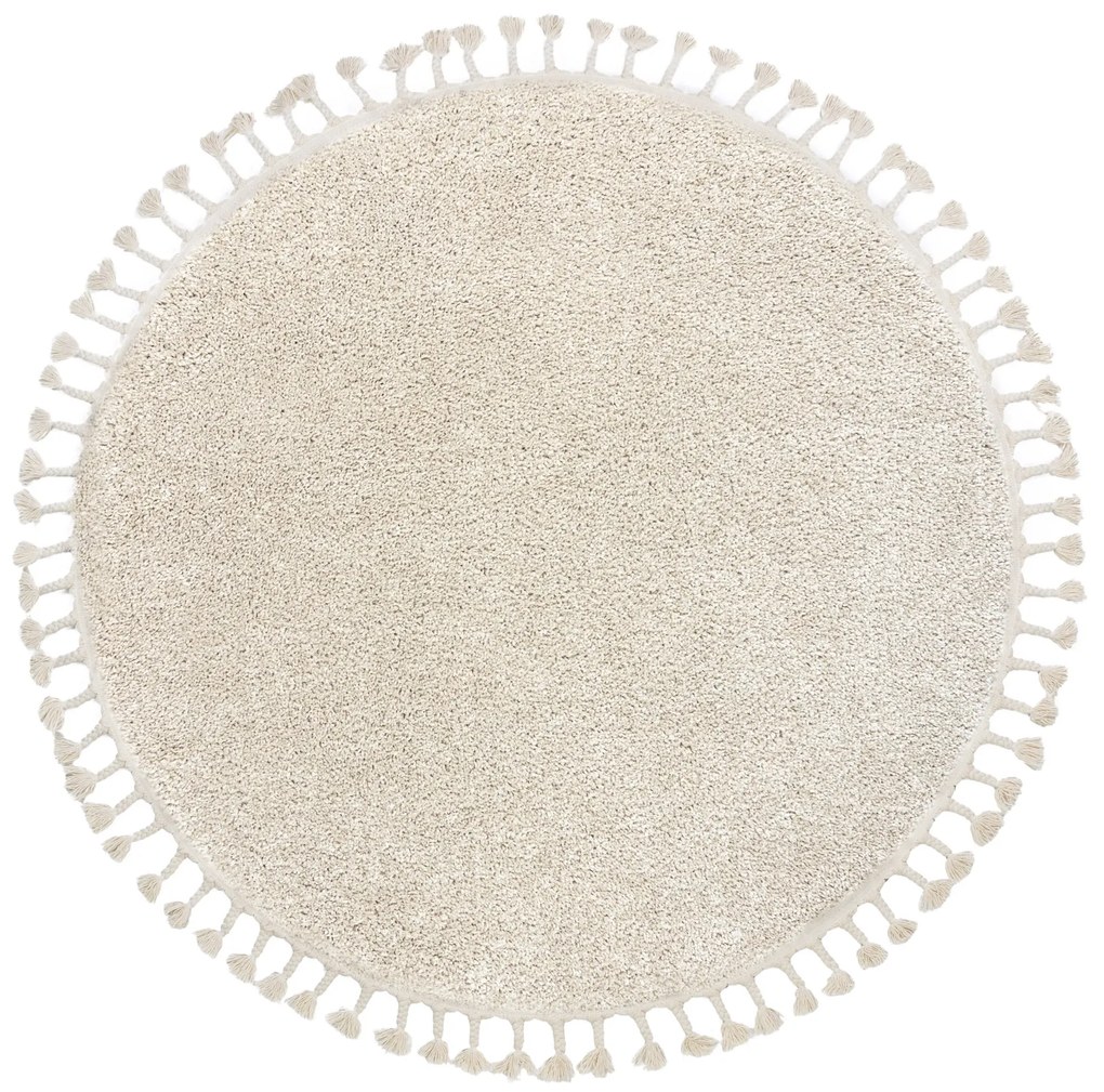 Tapete BERBER 9000 circulo creme Franjas berbere marroquino shaggy - PRODUTO DE SEGUNDA