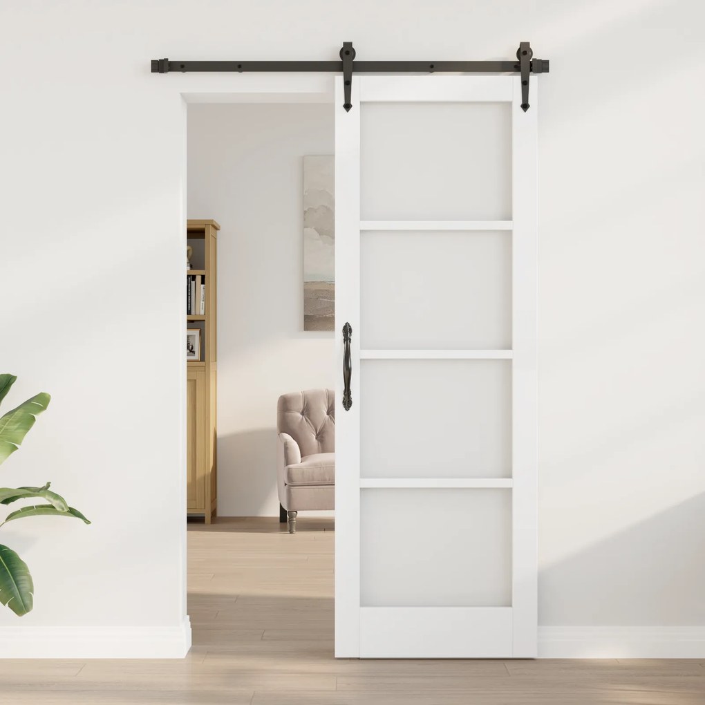 vidaXL porta interior com vidro 'ORKDAL'branca 73,5x211x4 cm
