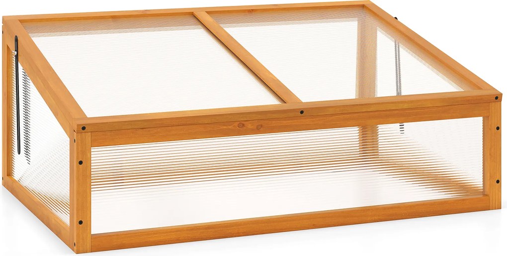 Estufa de madeira 94 x 63 x 40 cm, teto transparente rebatível, proteção para vasos elevados, pequena, para interior e exterior, jardim, terraço, cor