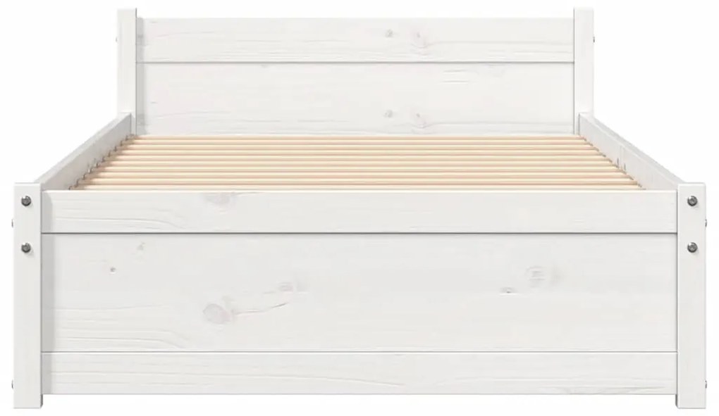 Estrutura de cama solteiro 90x190 cm madeira maciça branco