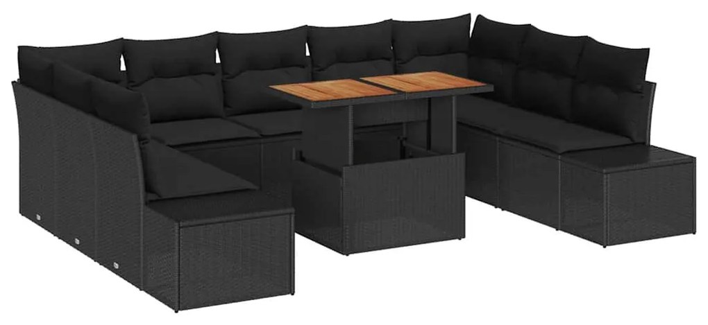 Conjunto de Jantar de Jardim com 10 Peças e Almofadas em Rattan Sintét