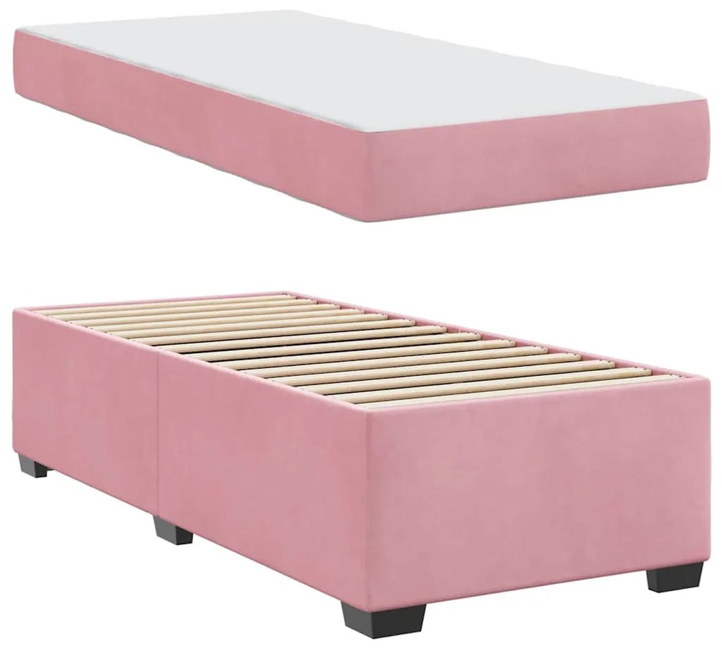 Estrutura da Cama Outros Rosa 90 x 200 cm Veludo