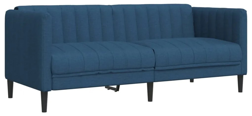 3 pcs conjunto de sofás tecido azul