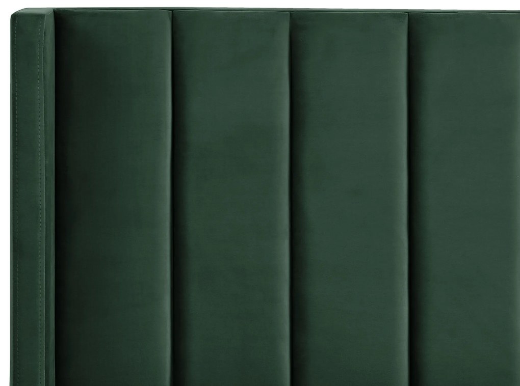 Cama de casal em veludo verde escuro 140 x 200 cm VILLETTE Beliani