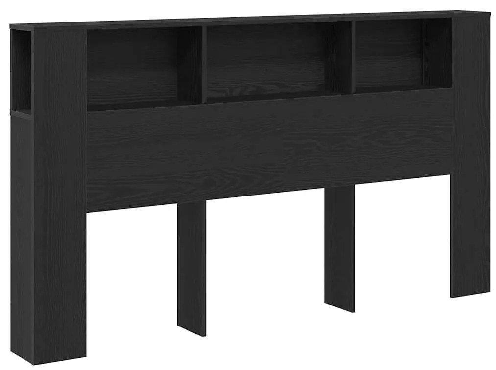 Cabeceira de Cômoda vidaXL em Carvalho Preto - 180x18.5x102.5 cm