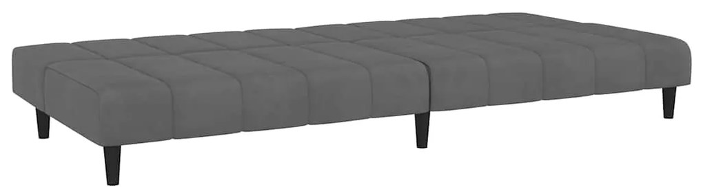 Sofá-cama de 2 lugares veludo cinzento-escuro