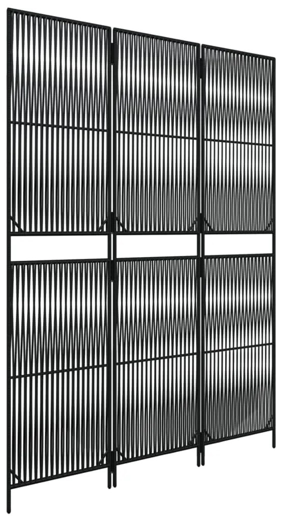Biombo de divisão 3 painéis vime PE preto