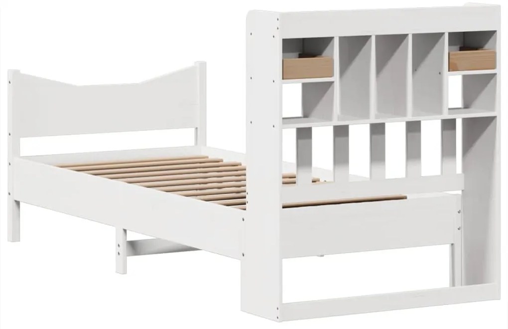 Cama sem colchão 100x200 cm madeira de pinho maciça branco