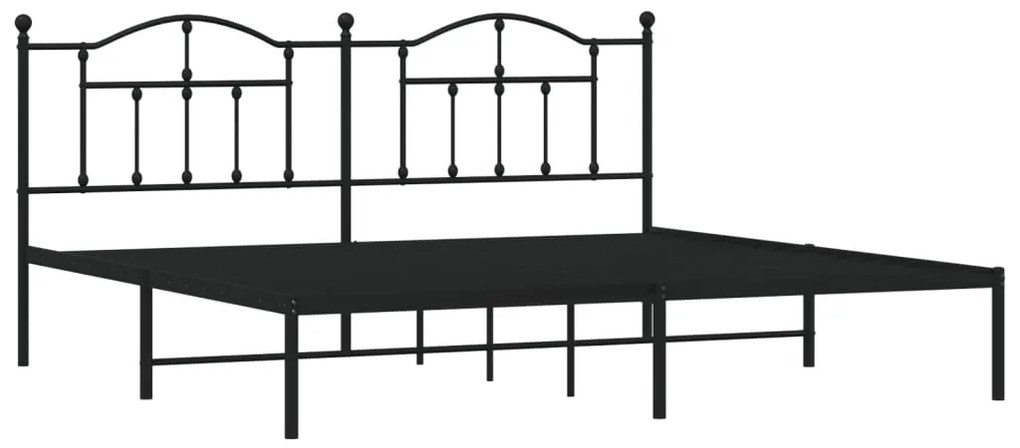 Estrutura de cama com cabeceira 200x200 cm metal preto