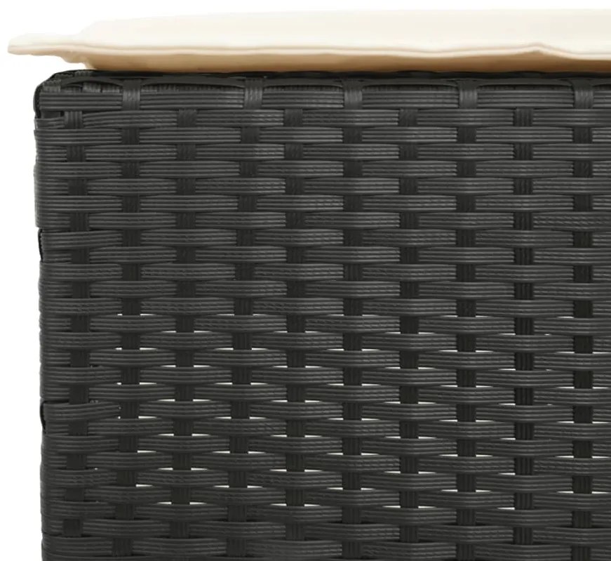 9 pcs conjunto de bar para jardim c/ almofadões vime PE preto