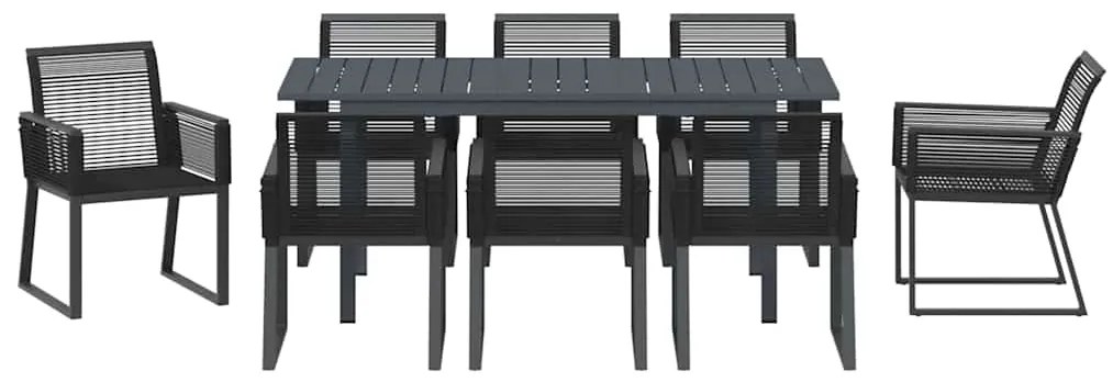 Conjunto de Jantar de Jardim 9 pcs Preto Grande Metal &amp; Corda