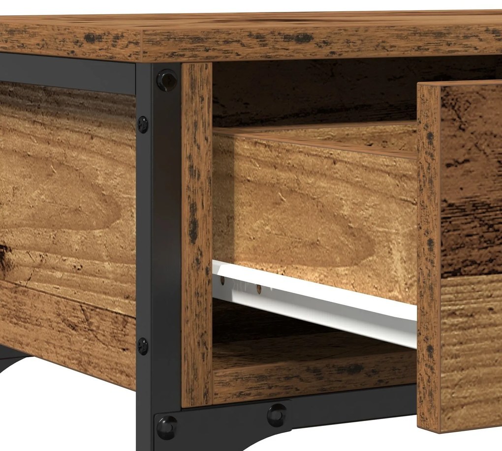 Mesa de Console vidaXL Madeira Velha 72,5x25x75 cm Madeira e Aço