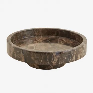 Vaciabolsos Redondo Ø25 Cm Em Pedra Natural Kevara Mármore Castanho Emperador - Sklum