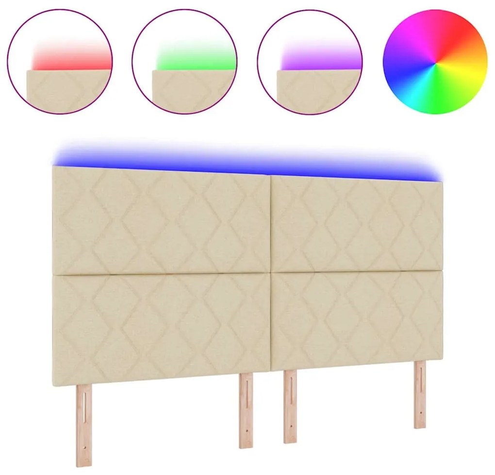 Cabeceira LED vidaXL Design Blocos de Diamante Creme 180 cm Tecido