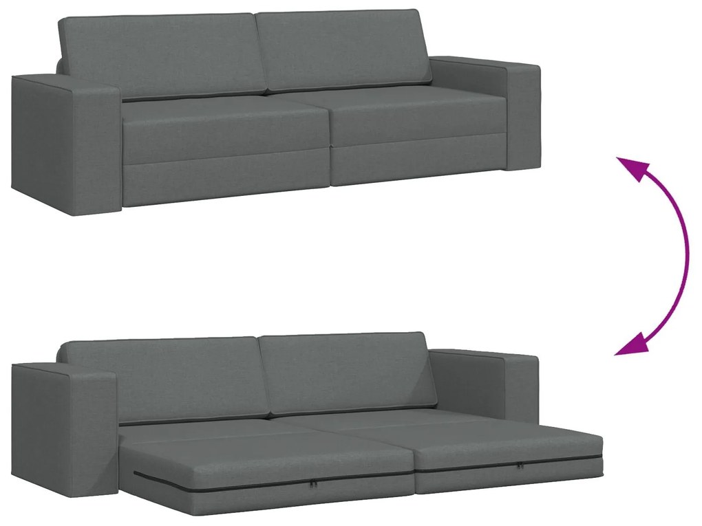 Sofá Cama de Chão 2 em 1 Cinza Escuro 245x150x60.5 cm Tecido