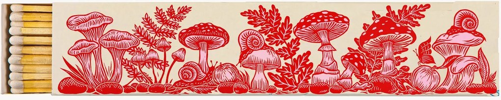 Caixa de fósforos de design Pink and Red Mushrooms