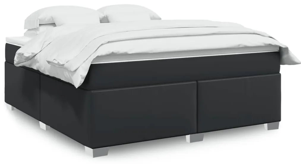 Cama com molas/colchão 180x200 cm couro artificial preto