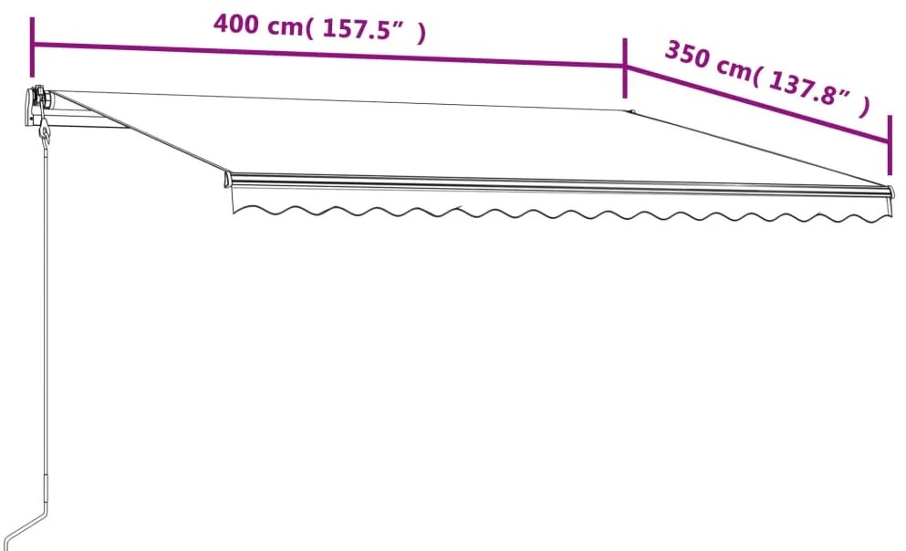 Toldo retrátil automático 400x350 cm amarelo e branco