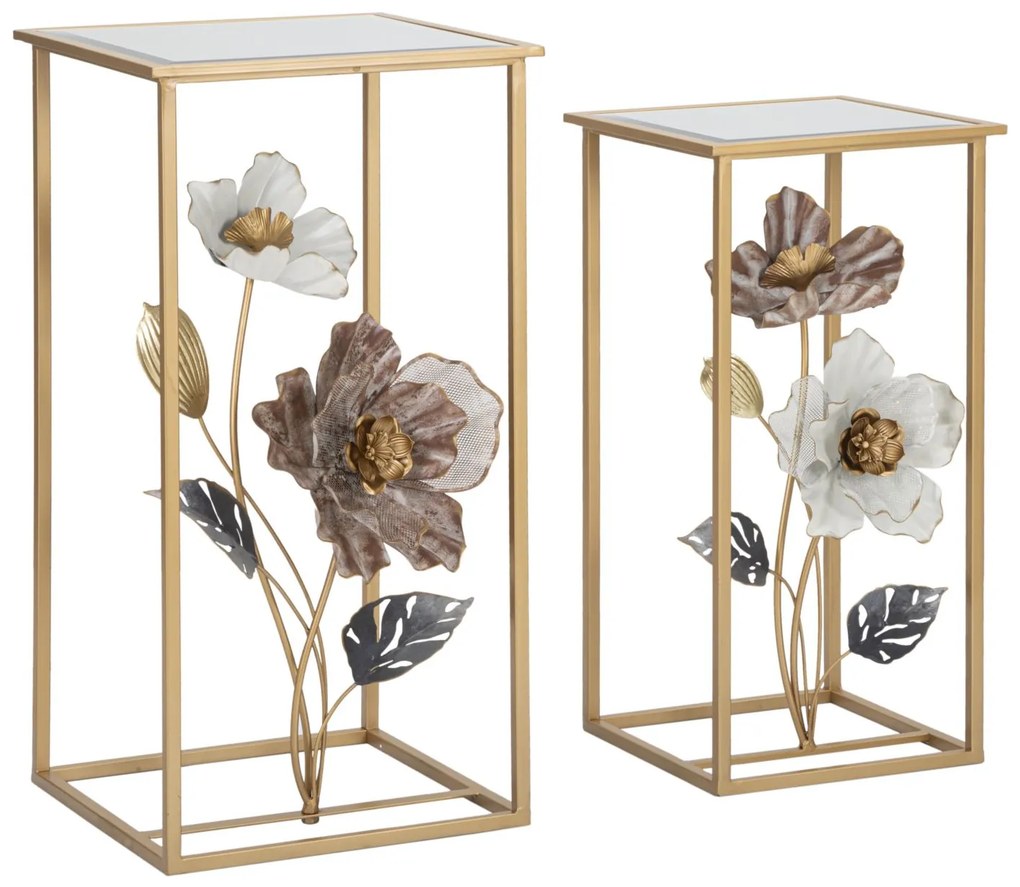 PAR DE MESAS DE FLORES CM 36X36X70-30X30X60