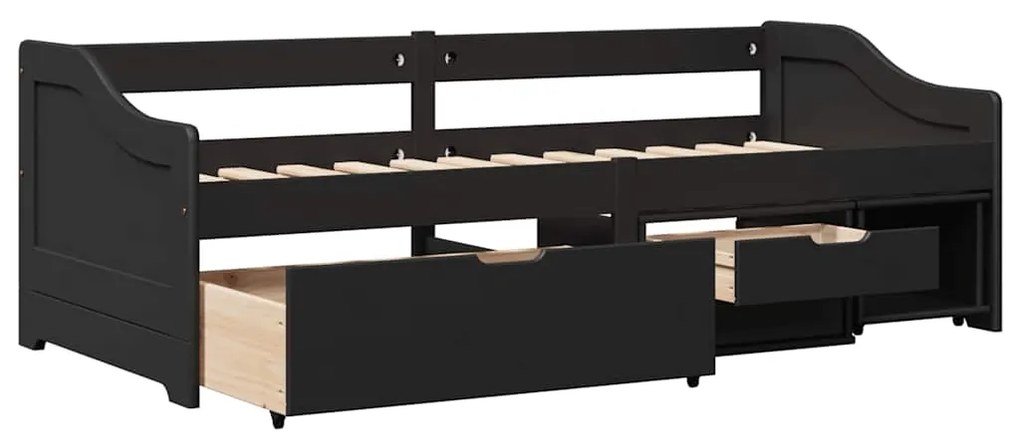 Sofá-cama com 3 gavetas sem colchão 90x200 cm IRUN preto