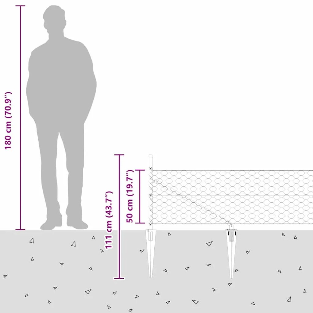 Cerca Hexagonal vidaXL Cinza 0.5x50 m Aço