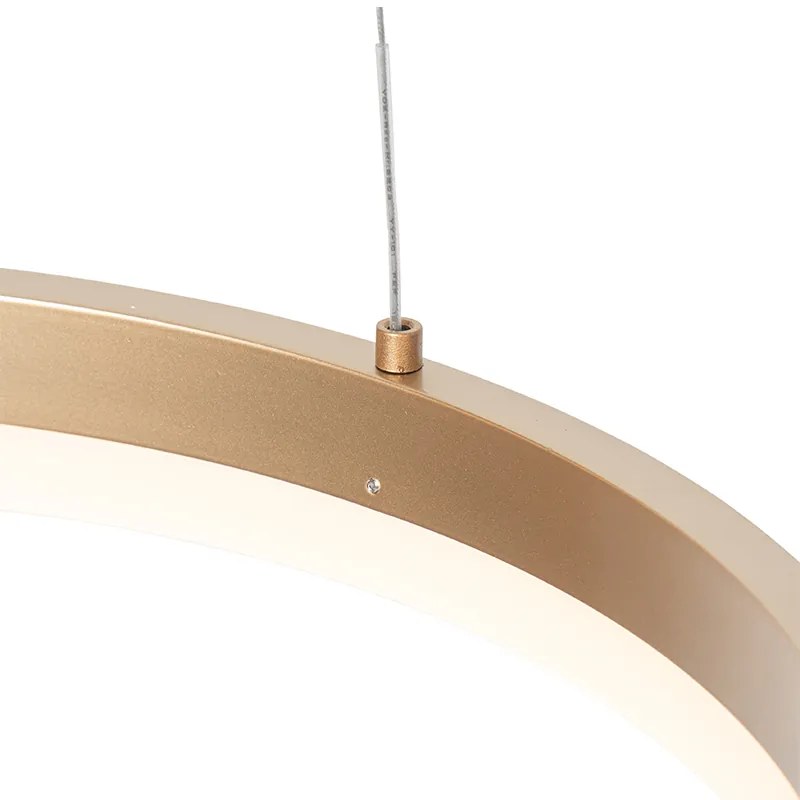 Candeeiro de suspensão dourado 40 cm incl. LED 3 degraus regulável - ANELLO Design