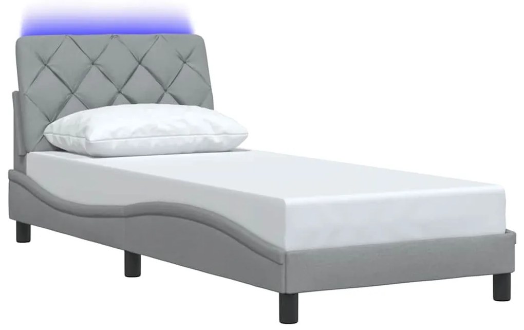 Estrutura de cama com LED sem colchão 90x190 cm tecido