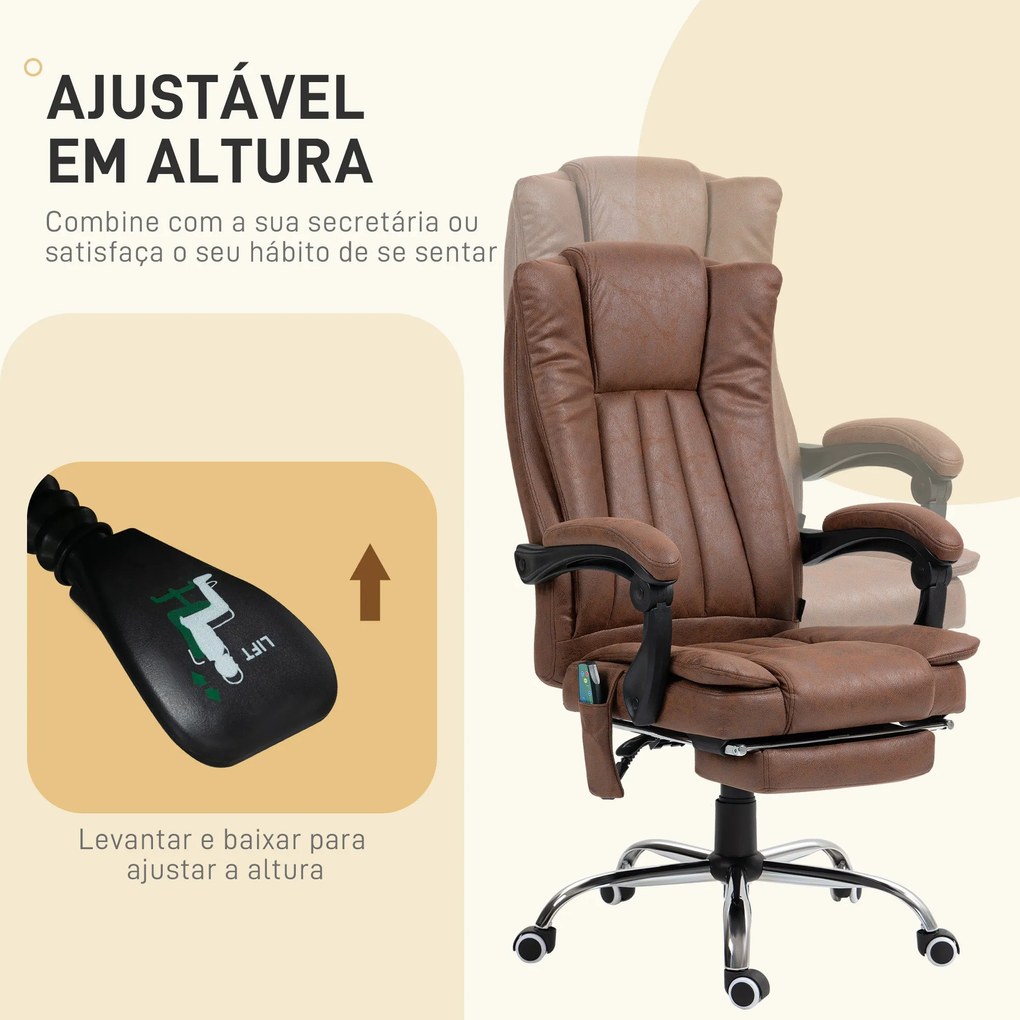 Vinsetto Cadeira de Massagem com 6 Pontos de Massagem Cadeira Giratóri