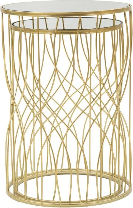 CONJUNTO DE 2 MESAS DE APOIO LIGNE Ø 38X55-33X50 CM DOURADO