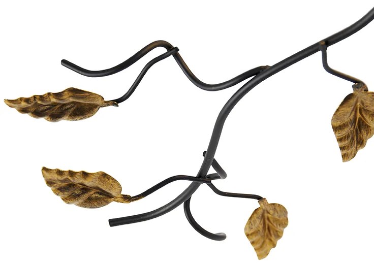 LED Plafon Inteligente Preto com Dourado 80 cm 4-Luzes incl. 4 Wifi P45 - Foglie Clássico / Antigo
