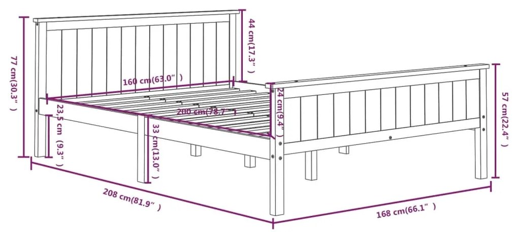 Estrutura de cama 160x200 cm pinho maciço branco