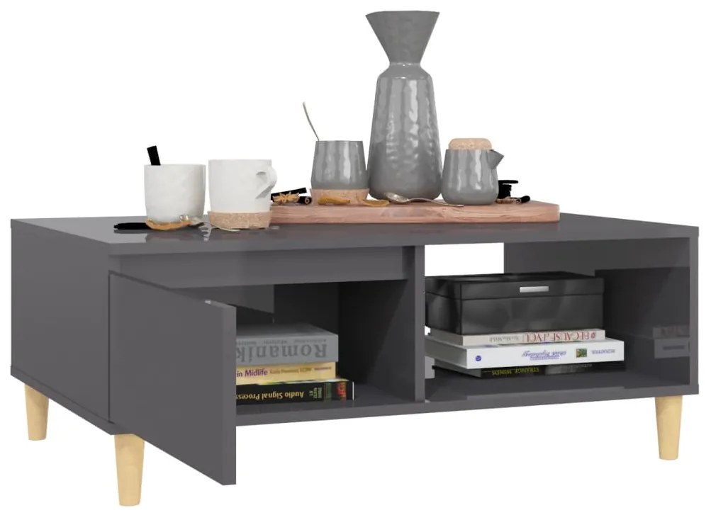 Mesa de centro 90x60x35cm derivados de madeira cinza brilhante