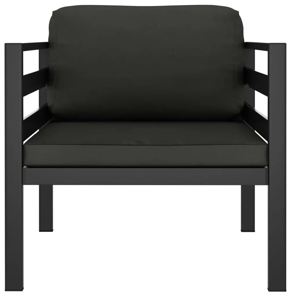 3 pcs conjunto lounge jardim com almofadões alumínio antracite