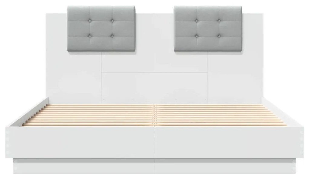 Estrutura de cama com cabeceira e luzes LED 120x200 cm branco