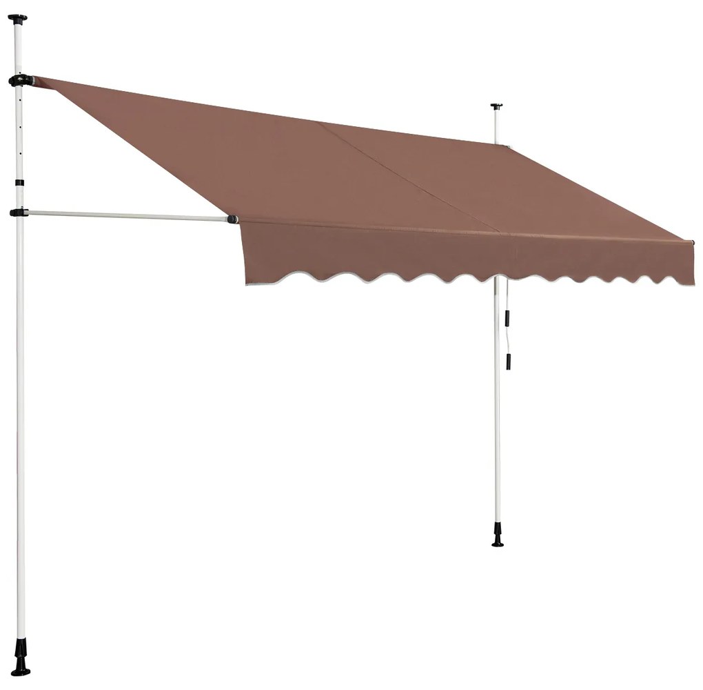 Toldo Telescópico e Retrátil 300 x 120 cm Resistente aos Raios UV Impermeável com Manivela Manual e Altura Ajustável para Janela Varanda castanho