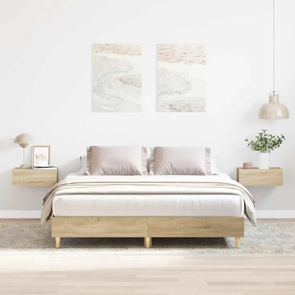 vidaXL Estrutura cama sem colchão 150x200 cm carvalho sonoma