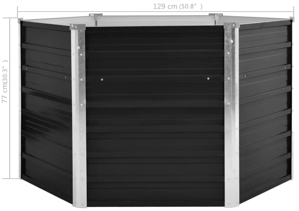 Canteiro elevado jardim aço galvanizado 129x129x77 cm antracite