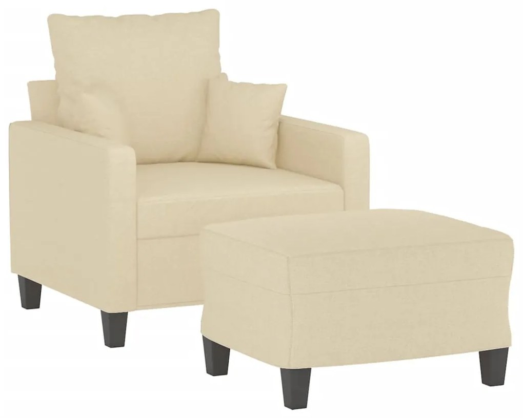 Poltrona com apoio de pés 60 cm tecido cor creme
